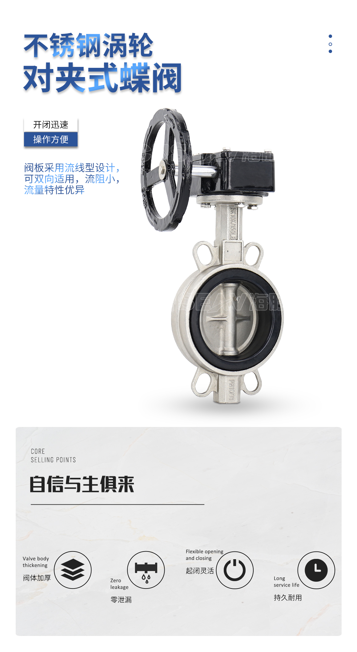 不锈钢涡轮对夹式蝶阀D371X图片