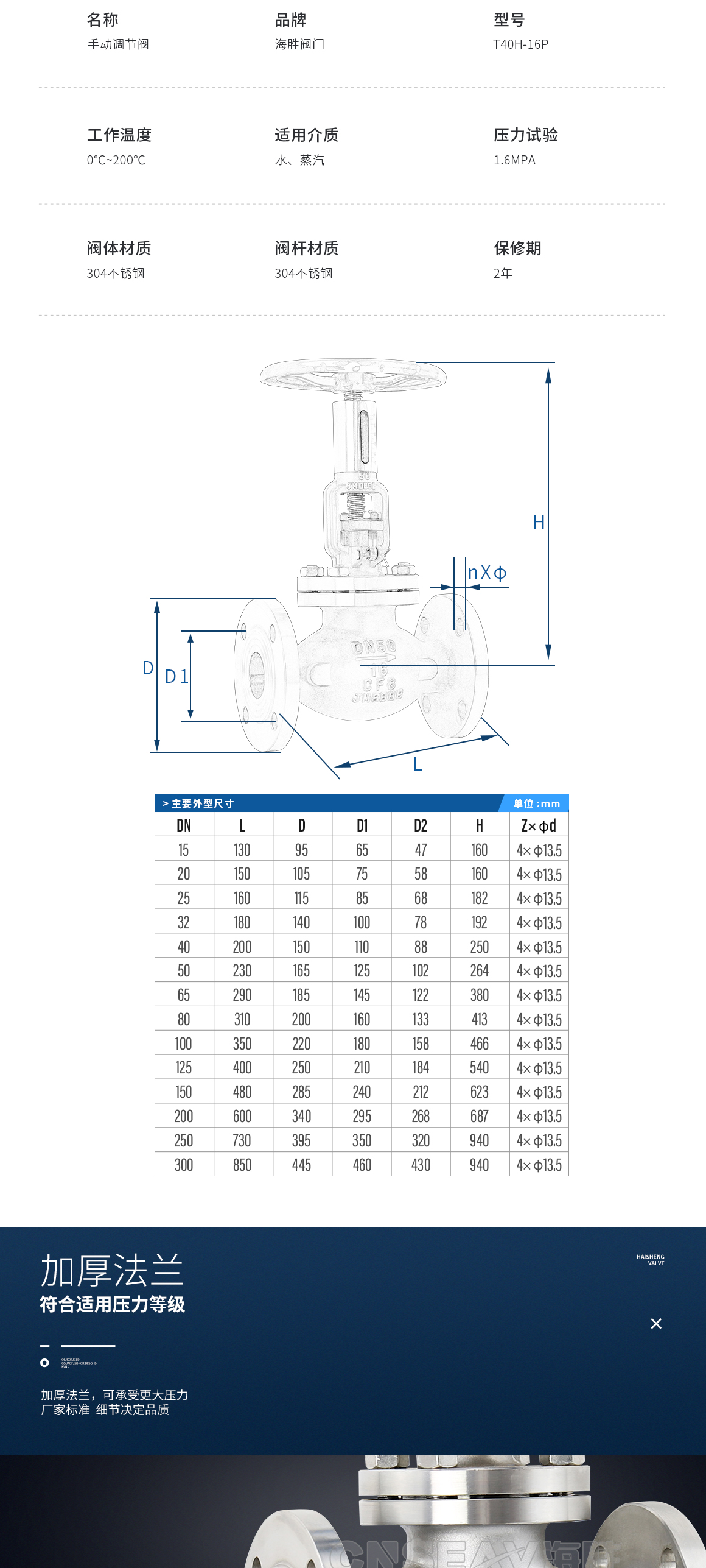 不锈钢手动调节阀T40H参数规格